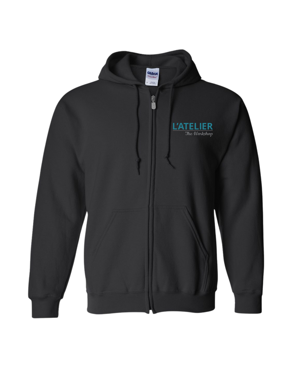 Embroidered L'Atelier - The Workshop Zip Up Hoodie