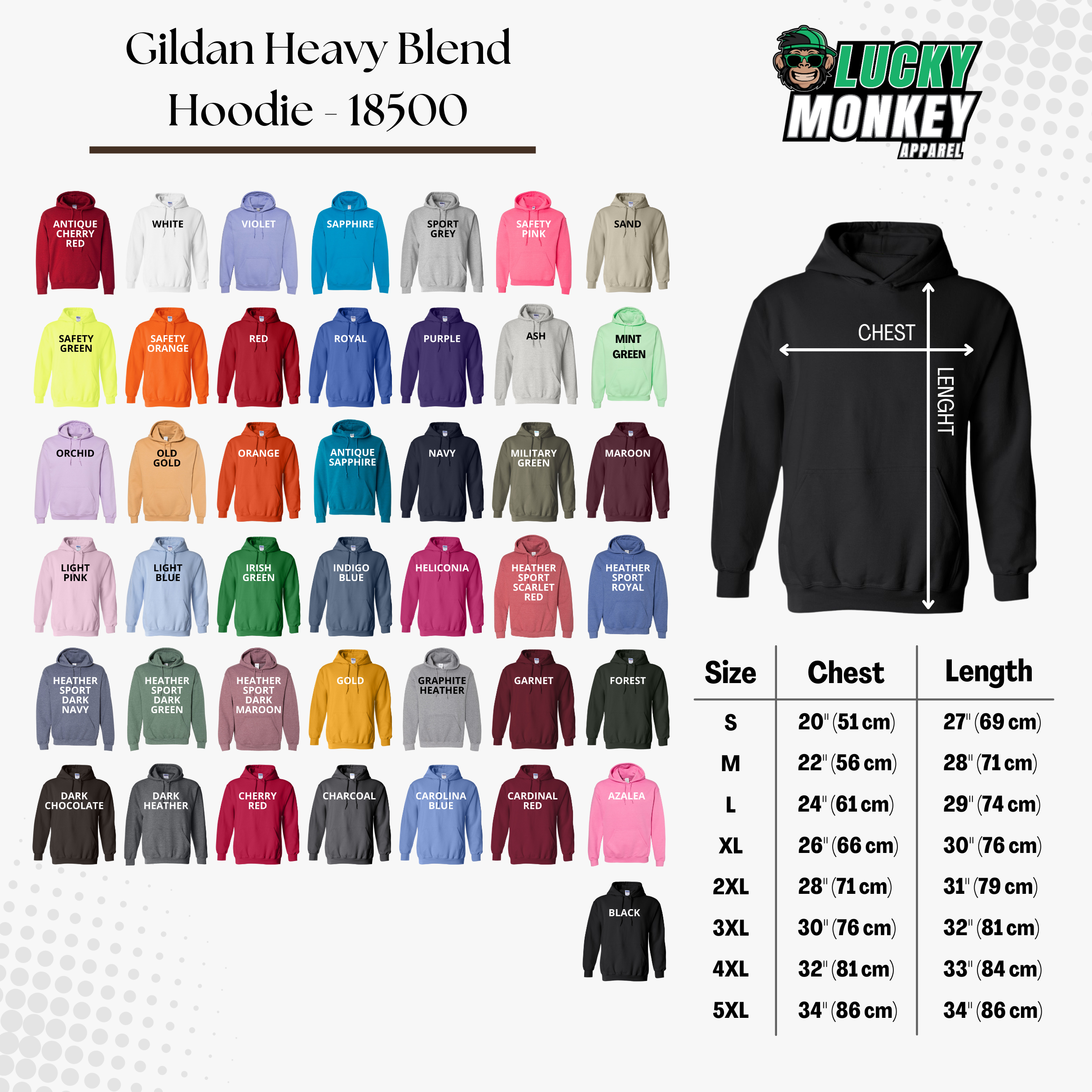 Embroidered Gildan Heavy Blend 18500 Hoodie – Lucky Monkey Apparel