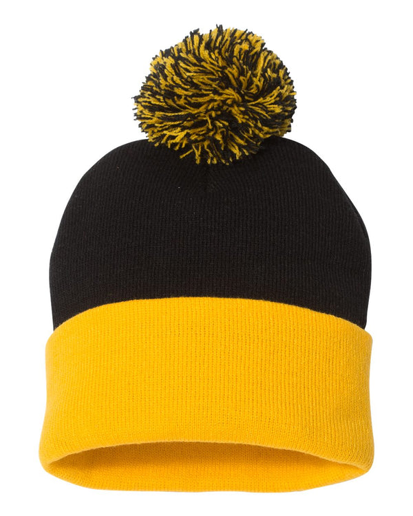 Custom Embroidered 12" Solid Cuffed Pom Pom Toque - SP15