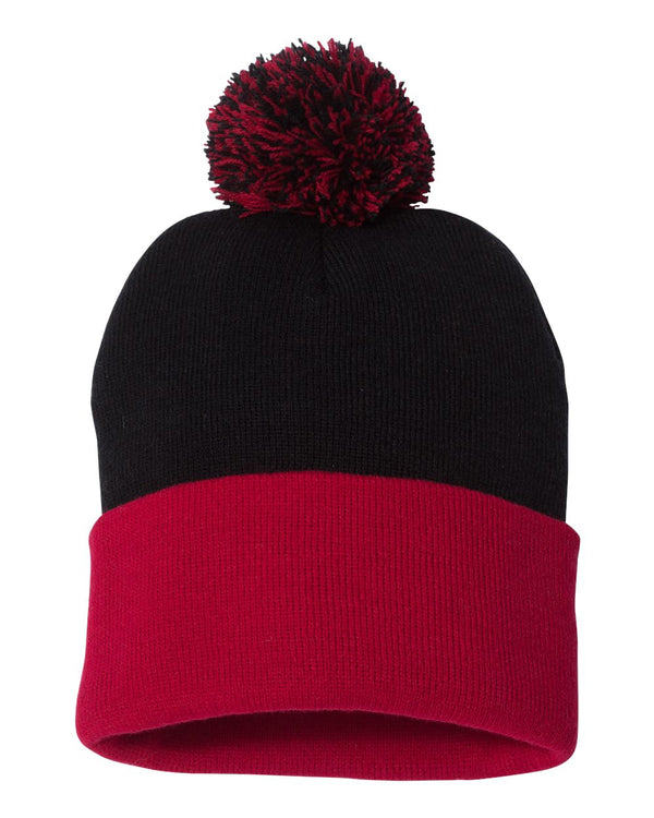 Custom Embroidered 12" Solid Cuffed Pom Pom Toque - SP15