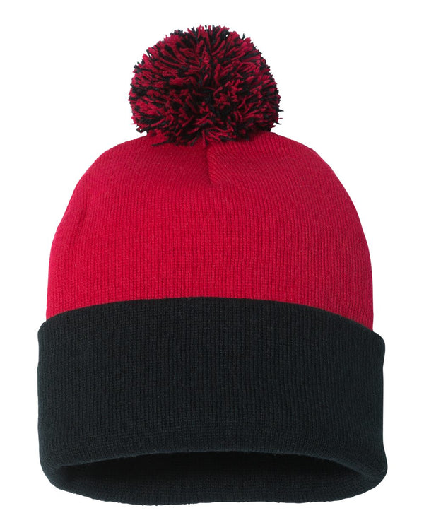 Custom Embroidered 12" Solid Cuffed Pom Pom Toque - SP15