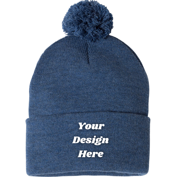 Custom Embroidered 12" Solid Cuffed Pom Pom Toque - SP15