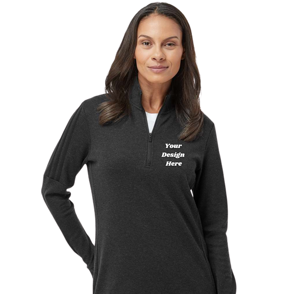 Custom Adidas - Women's 3-Stripes Quarter-Zip Sweater - A555