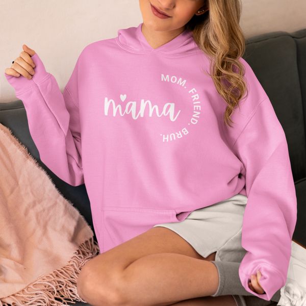 Mama Mom Friend Bruh Embroidered Hoodie