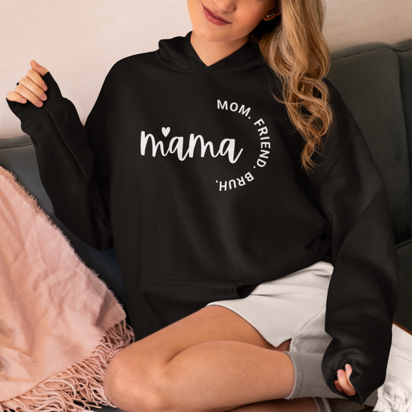 Mama Mom Friend Bruh Embroidered Hoodie