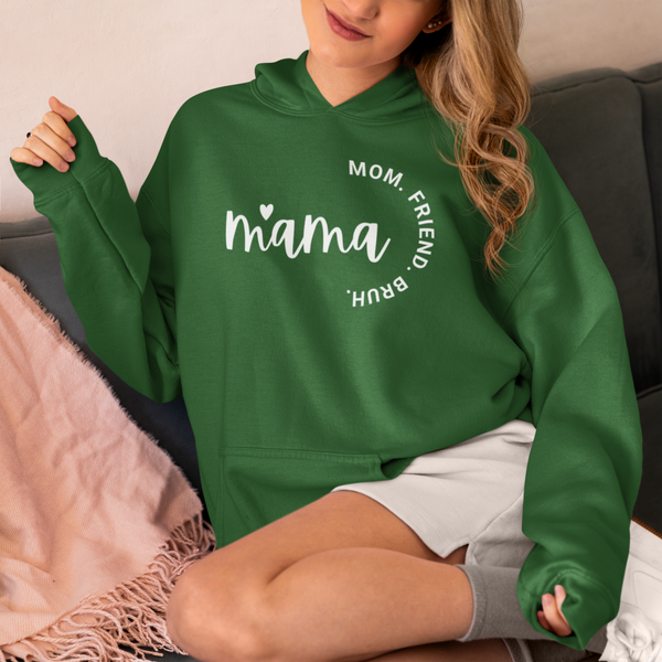 Mama Mom Friend Bruh Embroidered Hoodie